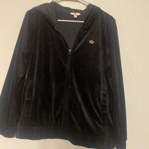 Juicy Couture Black Velour Jacket with Gold Crown